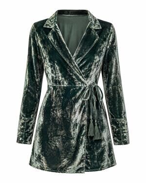 Free People Viola Green Velvet Wrap Romper M